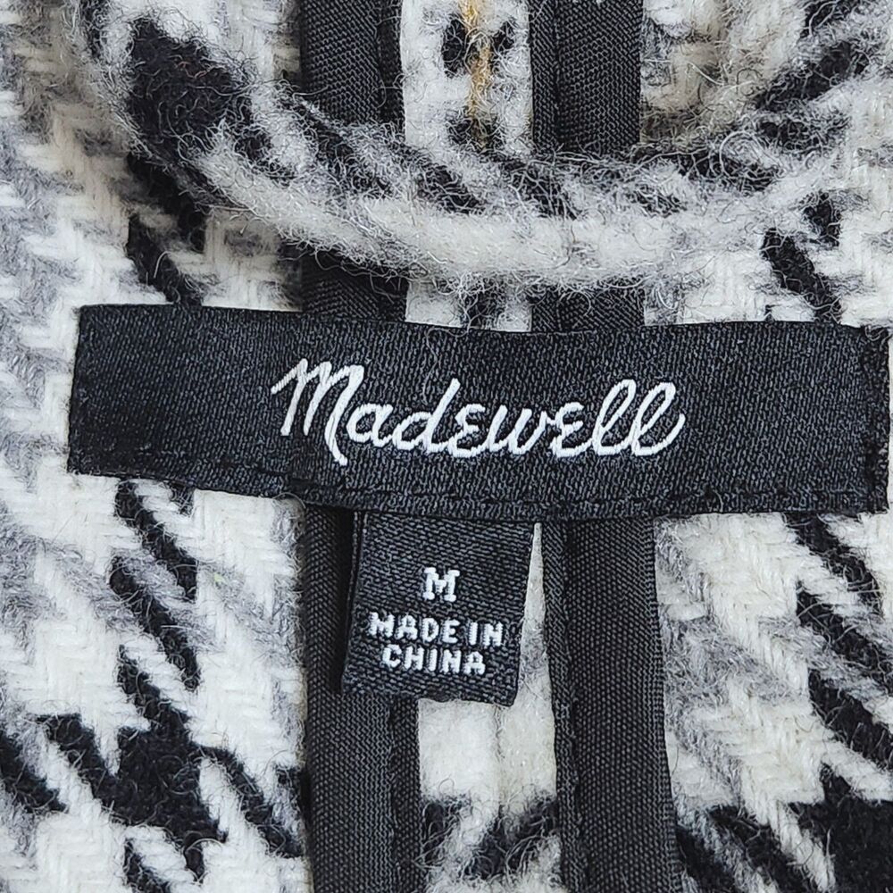 Madewell Bryant Coat Pearl Ivory Wool Blend Houndstooth Plaid Light Academia M - Picture 7 of 14